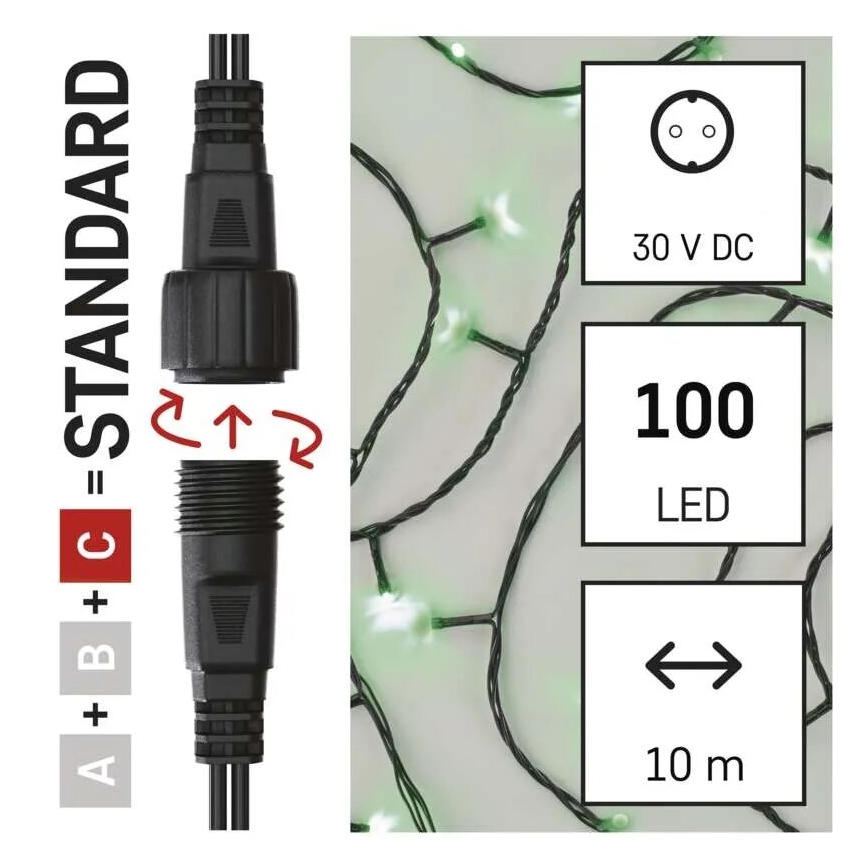 LED Karácsonyi kültéri lánc 100xLED/10m IP44 zöld