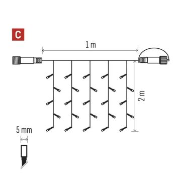 LED Karácsonyi kültéri lánc 100xLED/1x2m IP44 hideg fehér