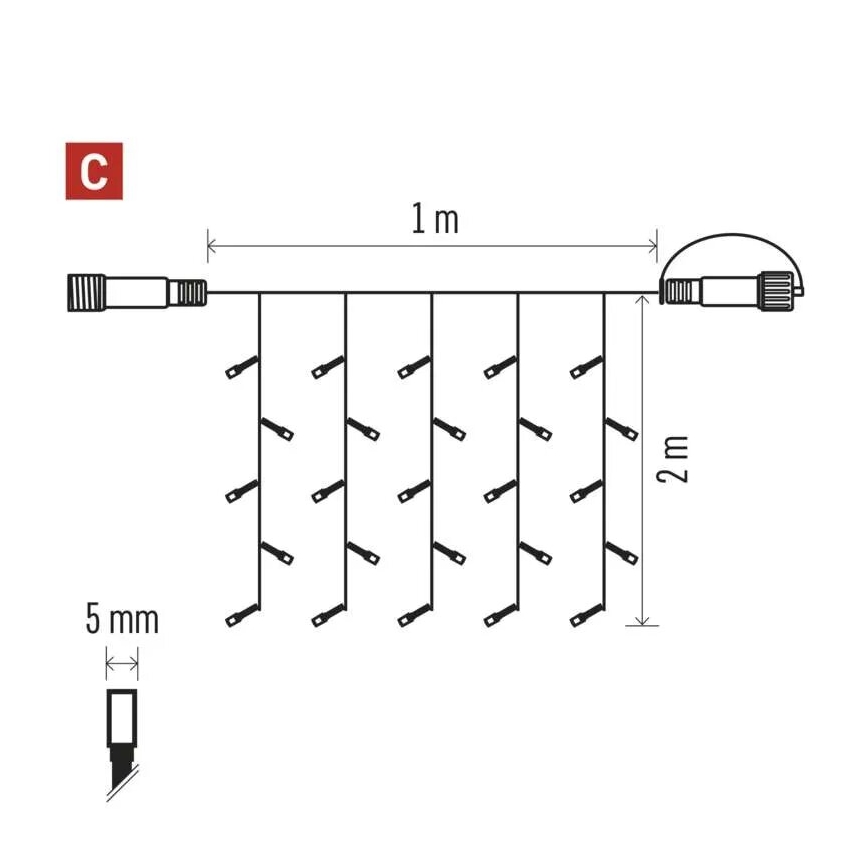 LED Karácsonyi kültéri lánc 100xLED/1x2m IP44 hideg fehér