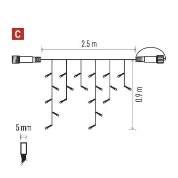 LED Karácsonyi kültéri lánc 100xLED/2,5x0,9m IP44 hideg fehér