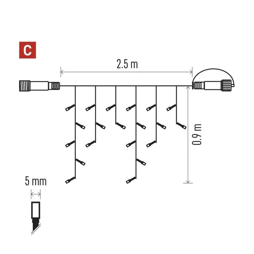 LED Karácsonyi kültéri lánc 100xLED/2,5x0,9m IP44 hideg fehér