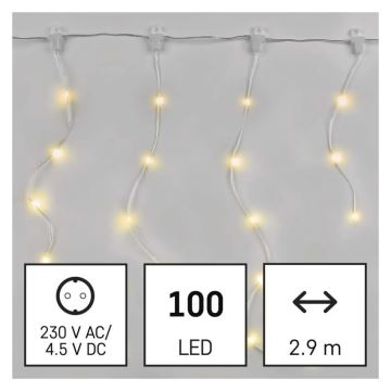 LED Karácsonyi kültéri lánc 100xLED/8 funkció 7,9x0,7m IP44 meleg fehér