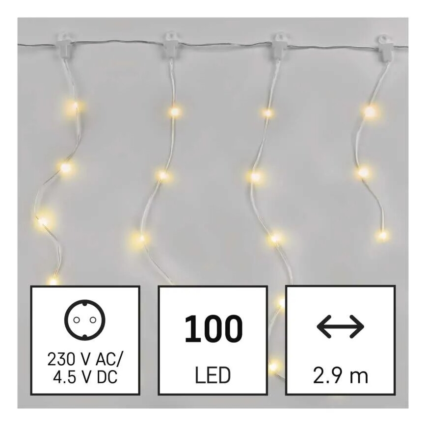 LED Karácsonyi kültéri lánc 100xLED/8 funkció 7,9x0,7m IP44 meleg fehér