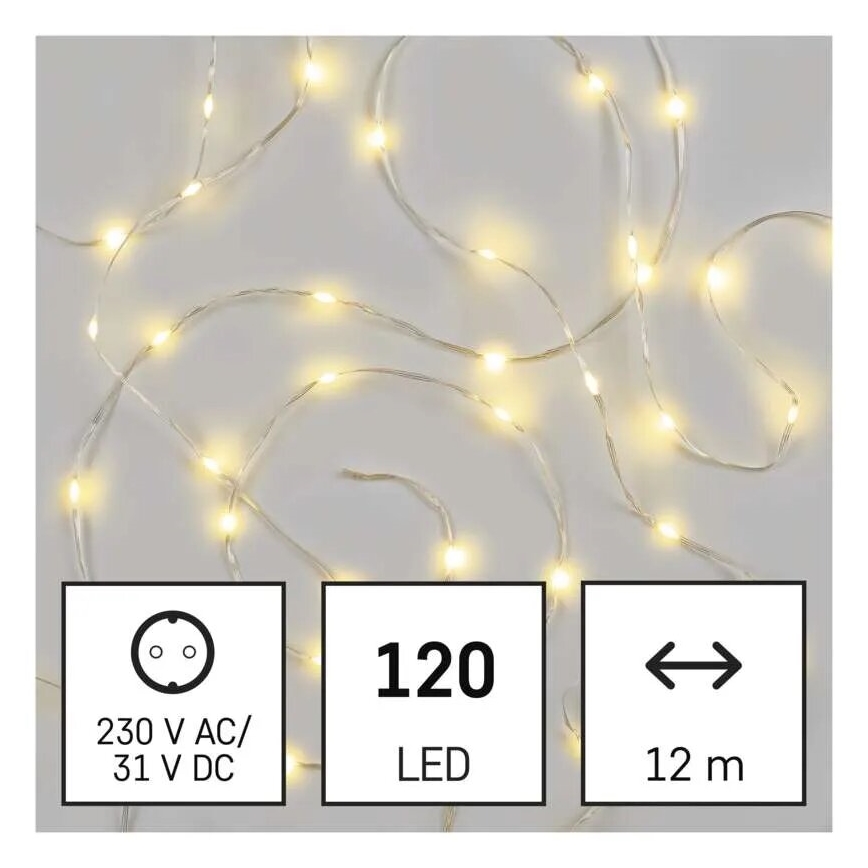 LED Karácsonyi kültéri lánc 120xLED/17m IP44 meleg fehér