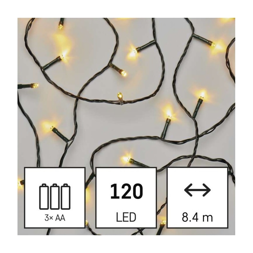 LED Karácsonyi kültéri lánc 120xLED/8,9m IP44 meleg fehér