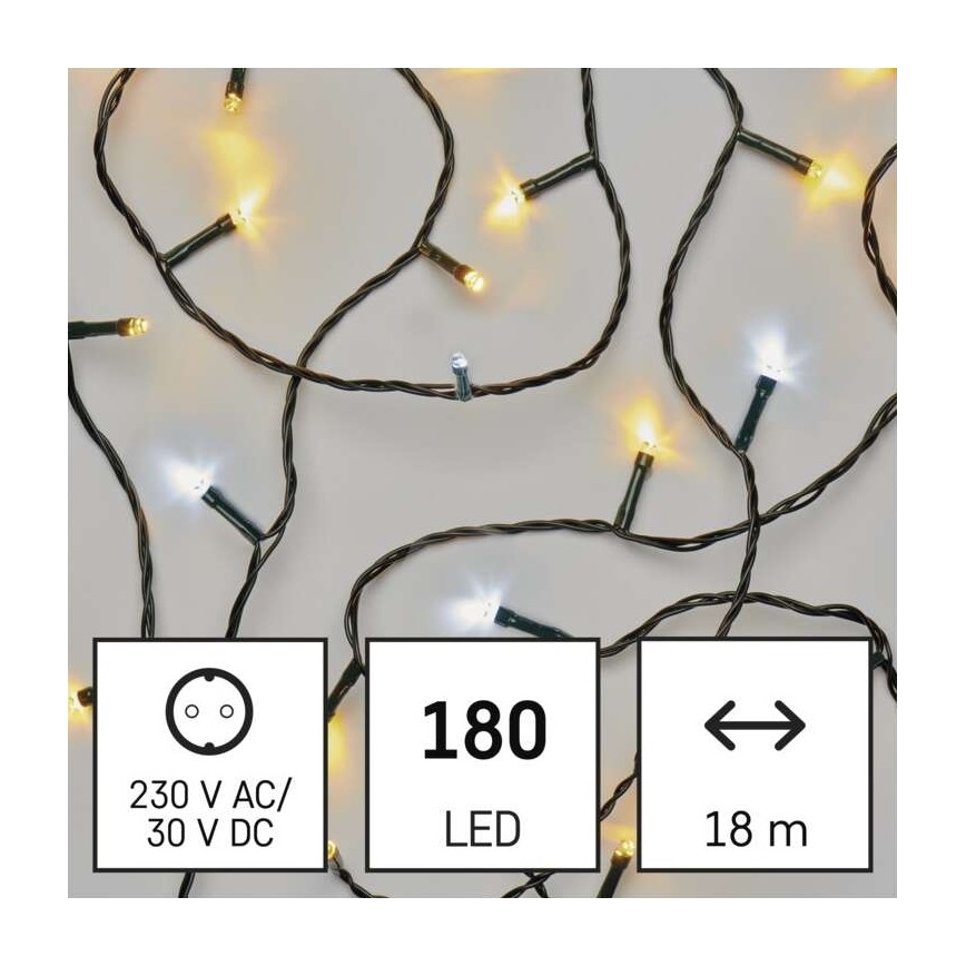 LED Karácsonyi kültéri lánc 180xLED/2 funkció 23m IP44 meleg/hideg fehér