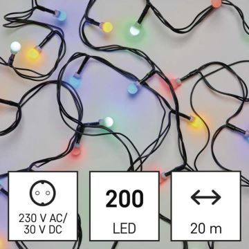 LED Karácsonyi kültéri lánc 200xLED/25m IP44 többszínű