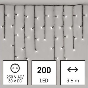 LED Karácsonyi kültéri lánc 200xLED/8 mód 8,6m IP44 hideg fehér