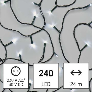 LED Karácsonyi kültéri lánc 240xLED/8 mód 29m IP44 hideg fehér