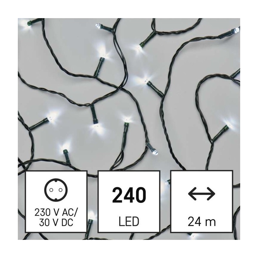 LED Karácsonyi kültéri lánc 240xLED/8 mód 29m IP44 hideg fehér