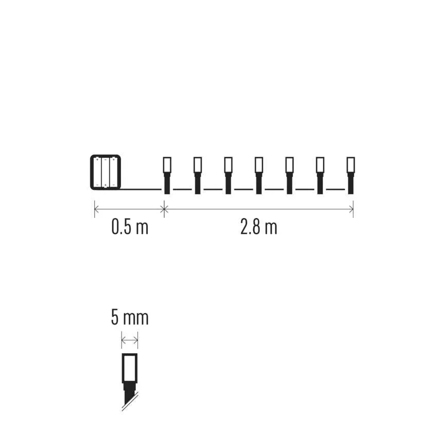 LED Karácsonyi kültéri lánc 40xLED/3xAA 3,3m IP44 hideg fehér