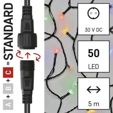 LED Karácsonyi kültéri lánc 50xLED/5m IP44 többszínű