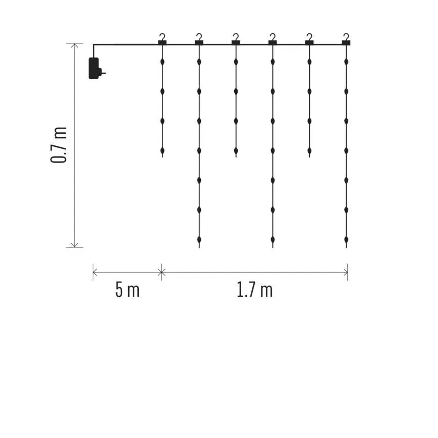 LED Karácsonyi kültéri lánc 54xLED/8 funkció 6,7x0,7m IP44 meleg fehér