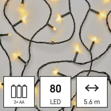 LED Karácsonyi kültéri lánc 80xLED/6,1m IP44 meleg fehér