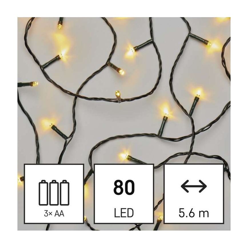 LED Karácsonyi kültéri lánc 80xLED/6,1m IP44 meleg fehér