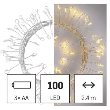 LED Karácsonyi lánc 100xLED/3xAA 2,7m meleg fehér