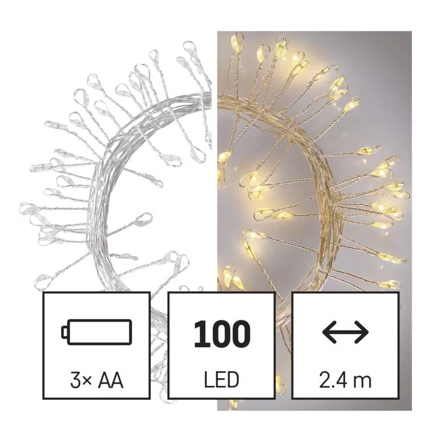 LED Karácsonyi lánc 100xLED/3xAA 2,7m meleg fehér