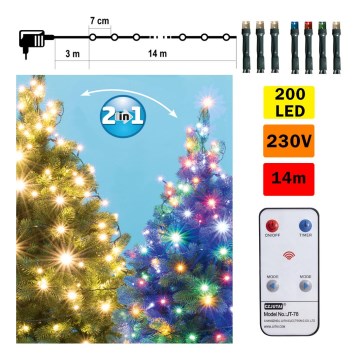 LED Karácsonyi lánc távirányítóval LED/230V IP44