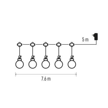 LED Kültéri dekoratív lánc 20xLED/12,6m IP44 meleg fehér