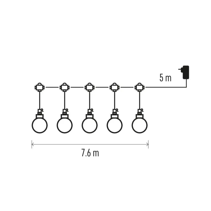 LED Kültéri dekoratív lánc 20xLED/12,6m IP44 meleg fehér