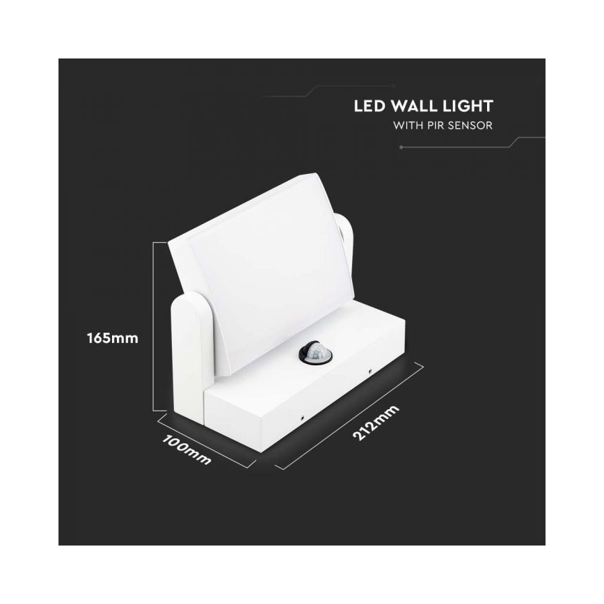 LED Kültéri fali lámpa érzékelővel LED/17W/230V 4000K IP65 fehér