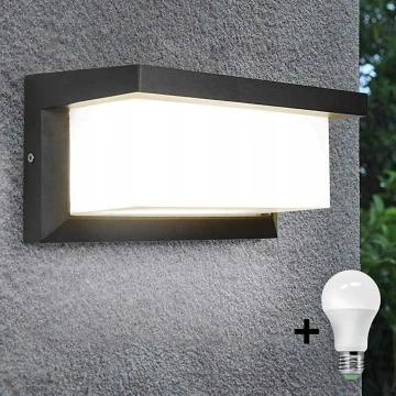 LED Kültéri fali lámpa izzóval alkonykapcsolóval NEELY 1xE27/9W/230V IP54 antracit