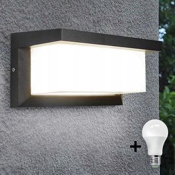 LED Kültéri fali lámpa izzóval szürkületérzékelővel NEELY 1xE27/9W/230V IP54 antracit