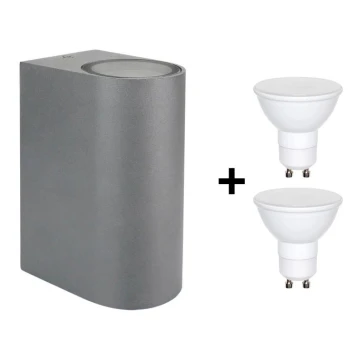 LED Kültéri fali lámpa TORRE 2xGU10/6W/230V IP54 szürke