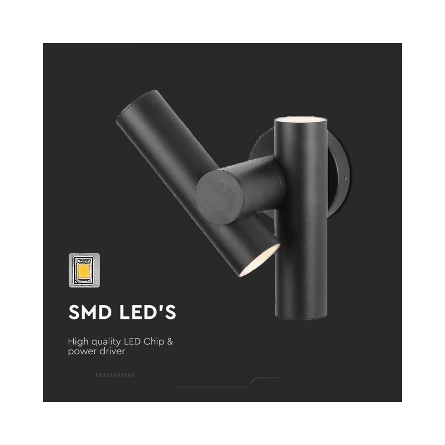 LED kültéri wall flexible spotlámpa 2xLED/3W/230V 3000K IP44 fekete
