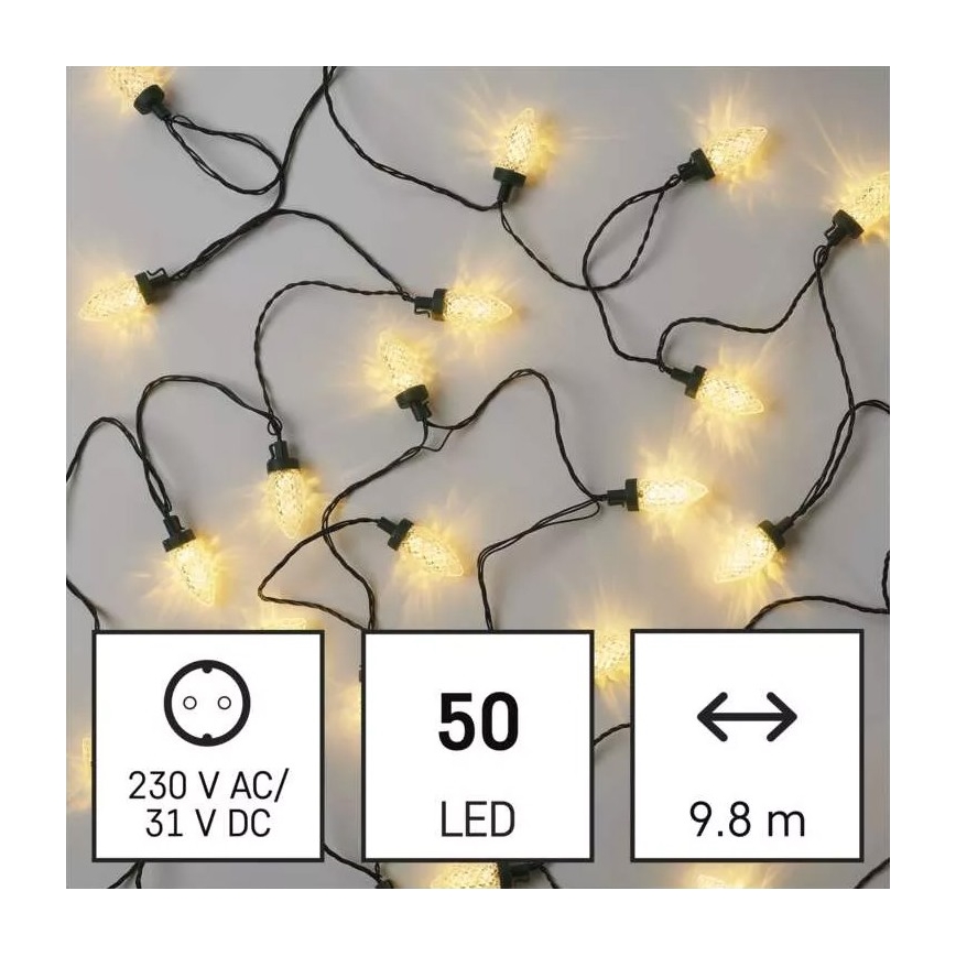 LED Kültéri karácsonyi lánc 50xLED/8 funkció 14,8 m IP44 meleg fehér