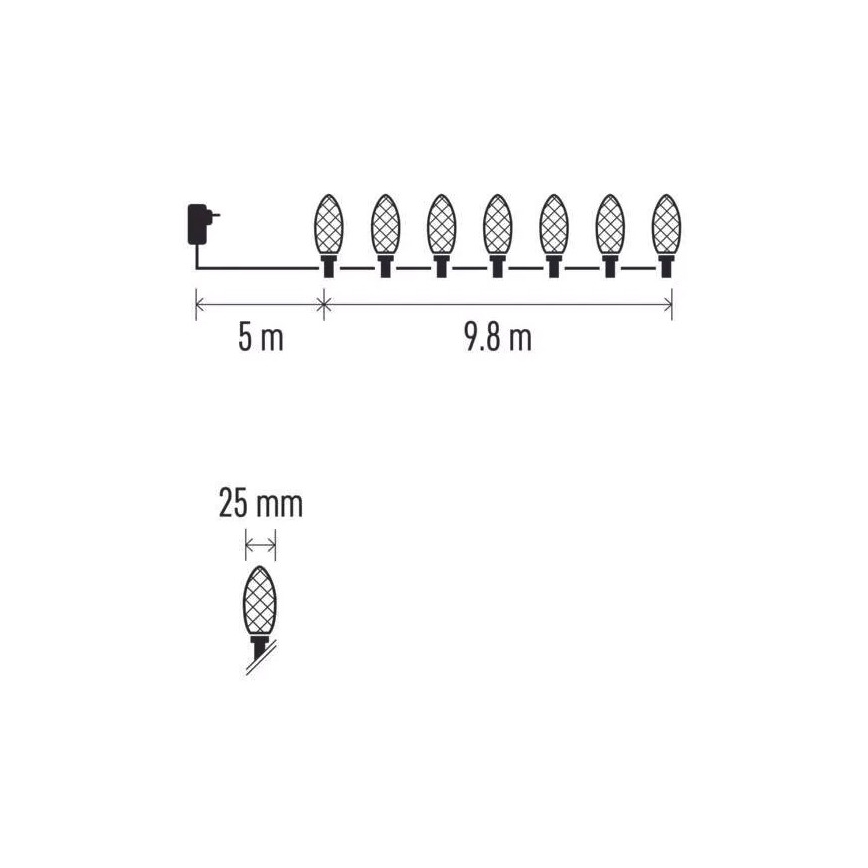 LED Kültéri karácsonyi lánc 50xLED/8 funkció 14,8 m IP44 meleg fehér