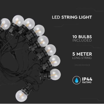 LED Kültéri lánc STRING 5m 10xLED/0,4W/24/230V 3000K IP44