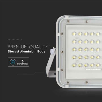 LED kültéri dimmelhető napelemes reflektor LED/10W/3,2V IP65 4000K fehér + távirányítás