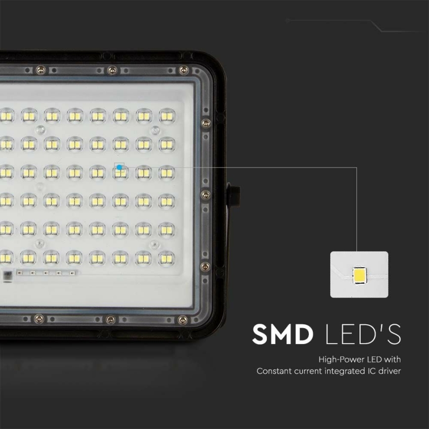 LED kültéri dimmelhető napelemes reflektor LED/15W/3,2V IP65 4000K fekete + távirányítás