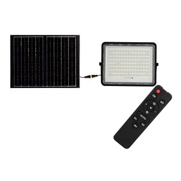 LED Kültéri napalemes reflektor LED/200W/3,2V 4000K fekete IP65 + távirányítás