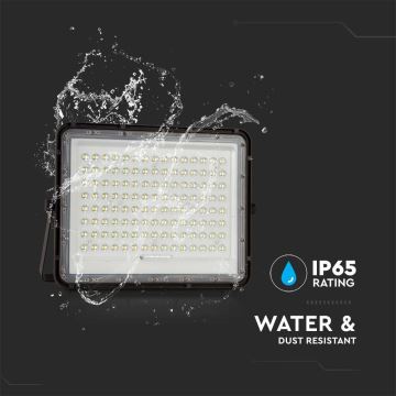 LED Kültéri napalemes reflektor LED/20W/3,2V 6400K fekete IP65 + távirányítás