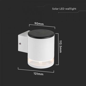 LED Kültéri napelemes fali lámpa LED/1W/3,7V 3000K IP54 fehér