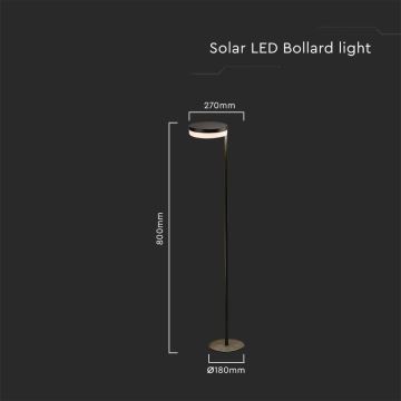 LED Kültéri napelemes lámpa LED/2W/3,7V 3000K IP54 fekete