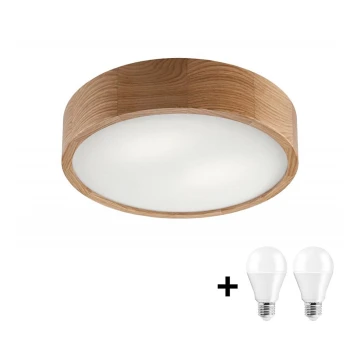 LED Mennyezeti lámpa OAK 2xE27/10W/230V tölgy á. 37 cm