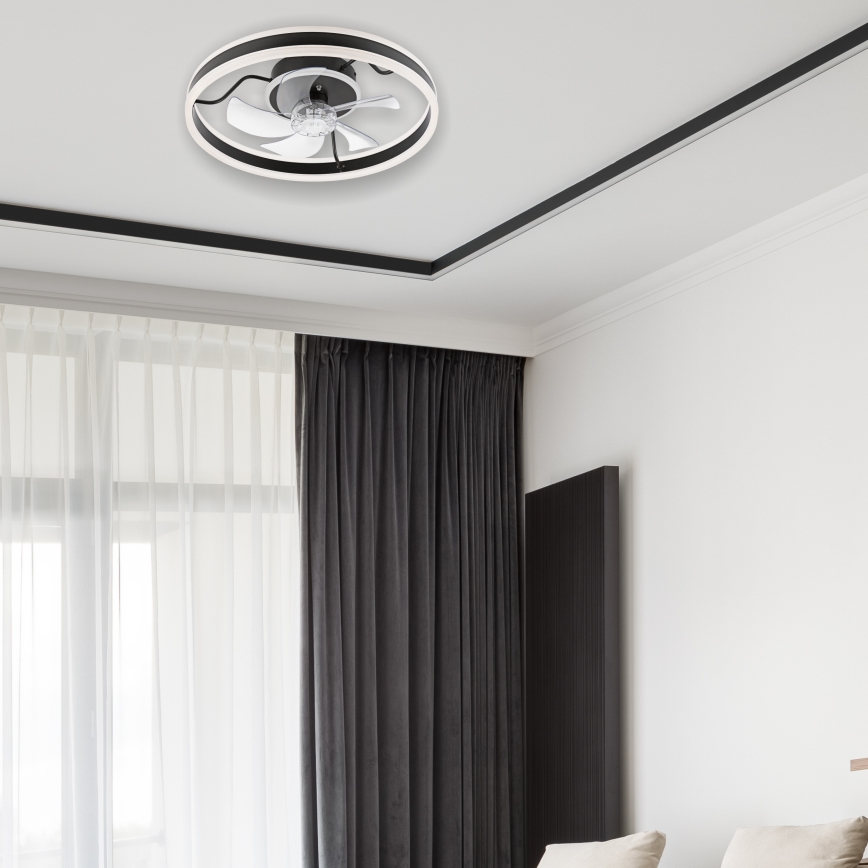 LED Dimmelhető mennyezeti lámpa ventilátorral APOLLO LED/38W/230V fekete + távirányítás