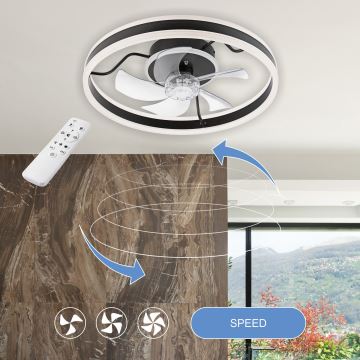 LED Dimmelhető mennyezeti lámpa ventilátorral APOLLO LED/38W/230V fekete + távirányítás