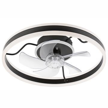 LED Dimmelhető mennyezeti lámpa ventilátorral APOLLO LED/38W/230V fekete + távirányítás