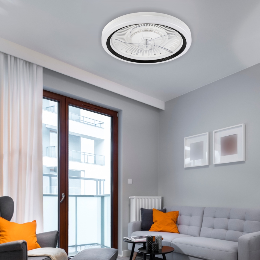 LED Dimmelhető mennyezeti lámpa ventilátorral GEMMA LED/37W/230V fehér + távirányítás