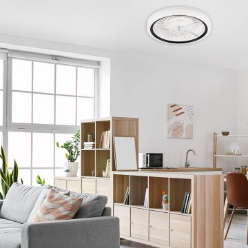 LED Dimmelhető mennyezeti lámpa ventilátorral GEMMA LED/37W/230V fehér + távirányítás