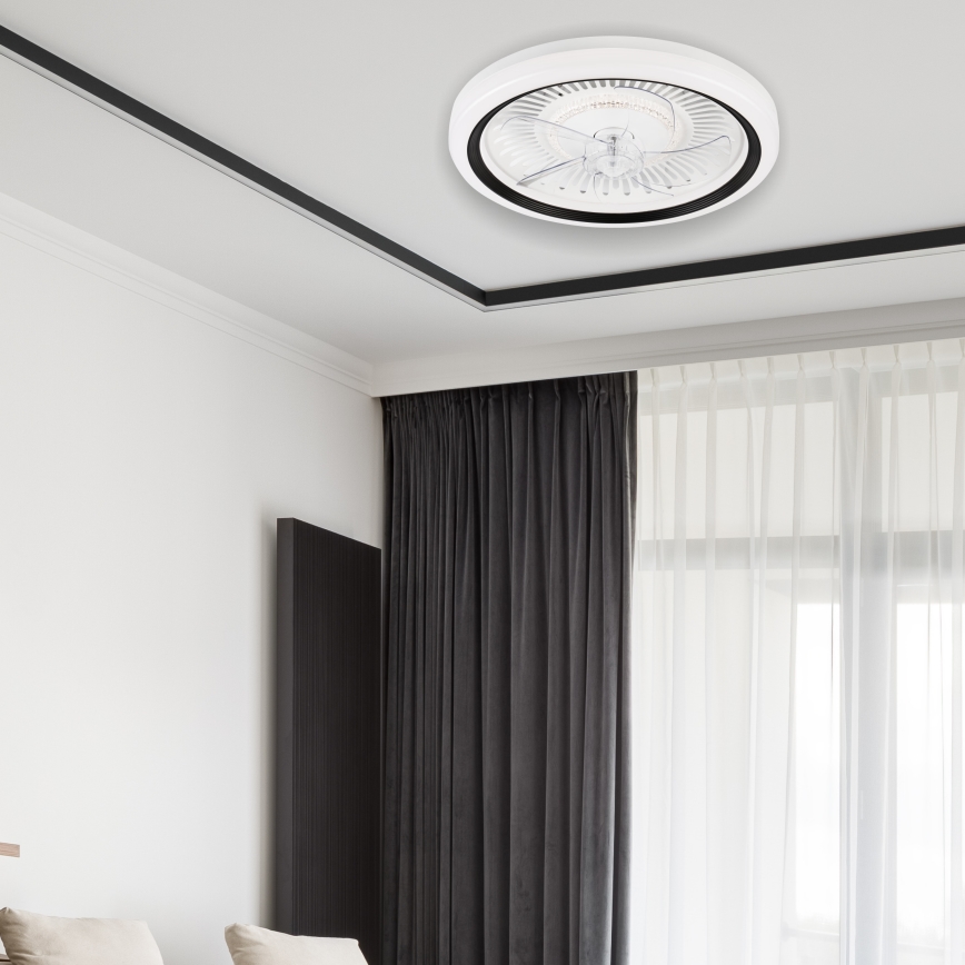 LED Dimmelhető mennyezeti lámpa ventilátorral GEMMA LED/37W/230V fehér + távirányítás