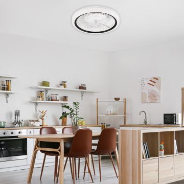 LED Dimmelhető mennyezeti lámpa ventilátorral GEMMA LED/37W/230V fehér + távirányítás