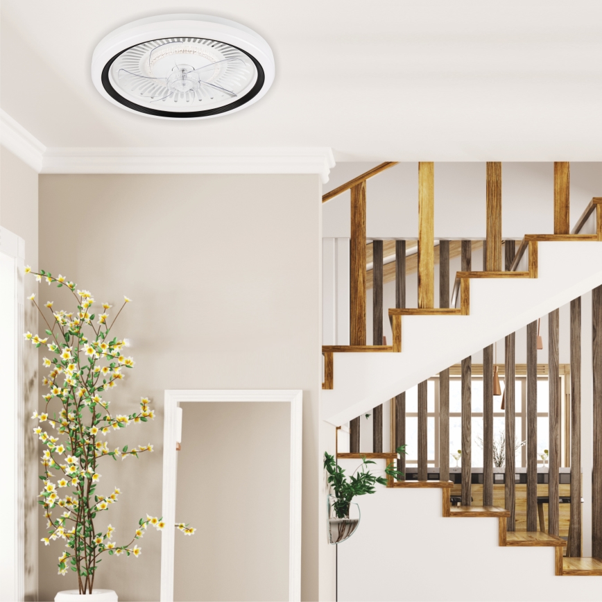 LED Dimmelhető mennyezeti lámpa ventilátorral GEMMA LED/37W/230V fehér + távirányítás