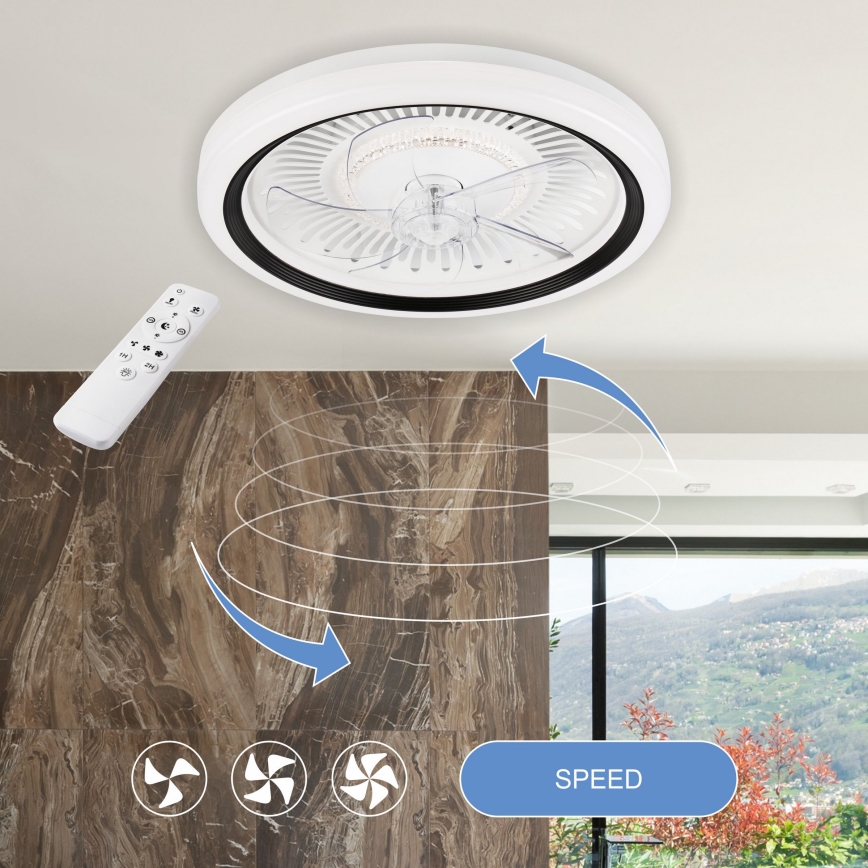 LED Dimmelhető mennyezeti lámpa ventilátorral GEMMA LED/37W/230V fehér + távirányítás