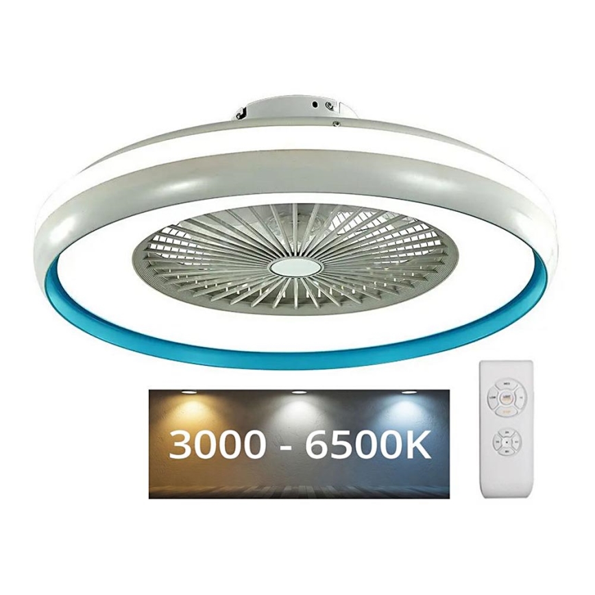 LED Mennyezeti lámpa ventilátorral LED/45W/230V 3000/4000/6500K kék + távirányítás