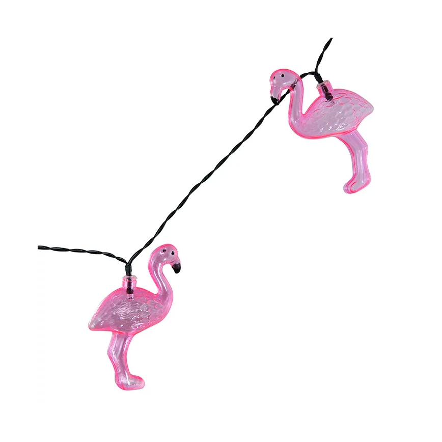 LED Napelemes dekoratív lánc 10xLED 3,8 IP44 flamingó